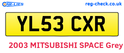 YL53CXR are the vehicle registration plates.