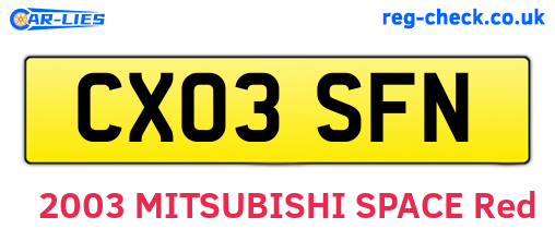 CX03SFN are the vehicle registration plates.