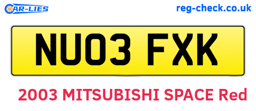 NU03FXK are the vehicle registration plates.