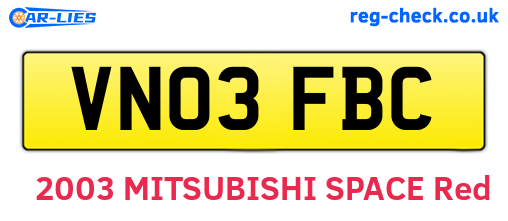 VN03FBC are the vehicle registration plates.