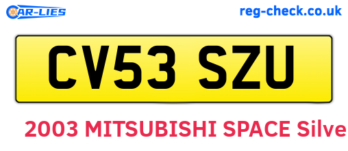 CV53SZU are the vehicle registration plates.