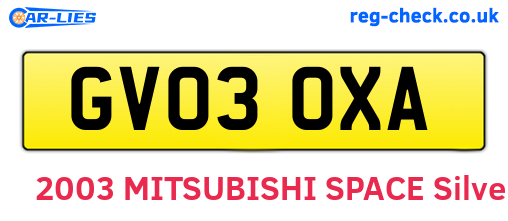 GV03OXA are the vehicle registration plates.