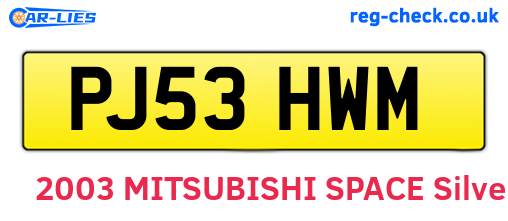 PJ53HWM are the vehicle registration plates.