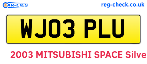 WJ03PLU are the vehicle registration plates.