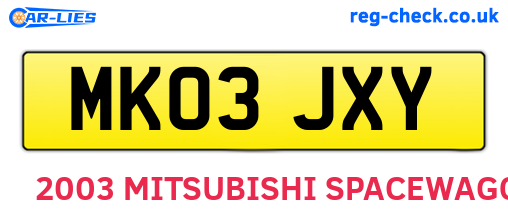 MK03JXY are the vehicle registration plates.
