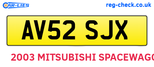 AV52SJX are the vehicle registration plates.