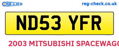 ND53YFR are the vehicle registration plates.