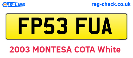 FP53FUA are the vehicle registration plates.