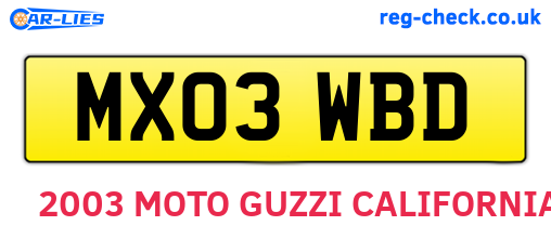 MX03WBD are the vehicle registration plates.