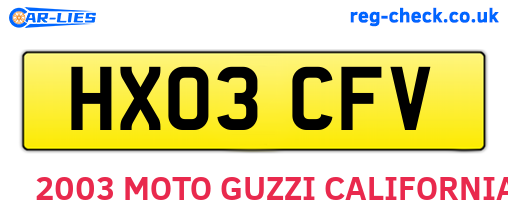 HX03CFV are the vehicle registration plates.