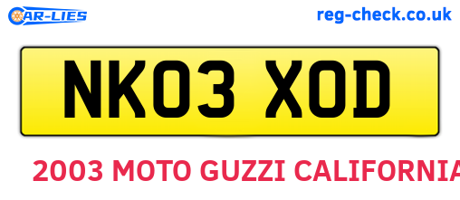 NK03XOD are the vehicle registration plates.