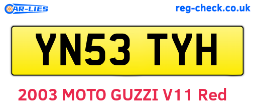 YN53TYH are the vehicle registration plates.