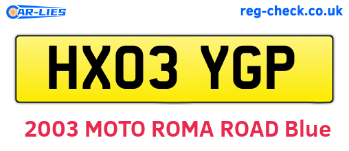 HX03YGP are the vehicle registration plates.