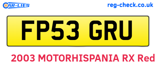 FP53GRU are the vehicle registration plates.
