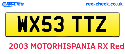 WX53TTZ are the vehicle registration plates.