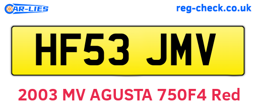 HF53JMV are the vehicle registration plates.
