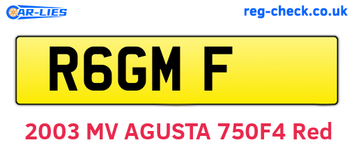 R6GMF are the vehicle registration plates.