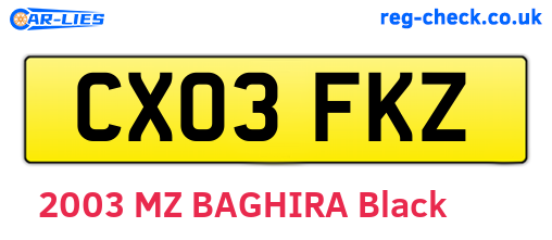 CX03FKZ are the vehicle registration plates.