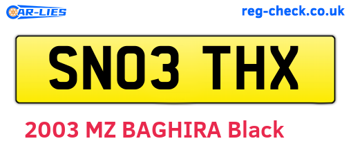 SN03THX are the vehicle registration plates.