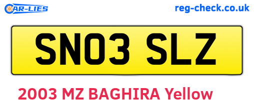 SN03SLZ are the vehicle registration plates.