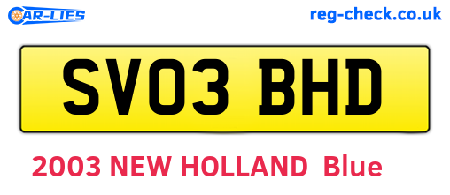 SV03BHD are the vehicle registration plates.