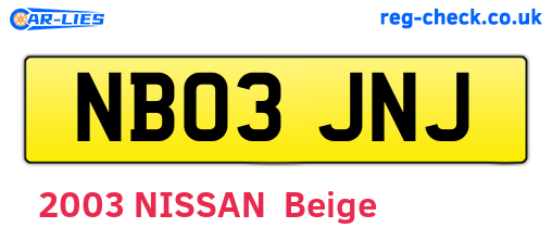 NB03JNJ are the vehicle registration plates.