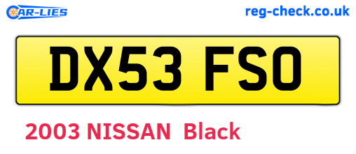 DX53FSO are the vehicle registration plates.