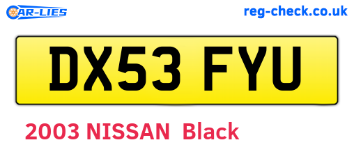 DX53FYU are the vehicle registration plates.