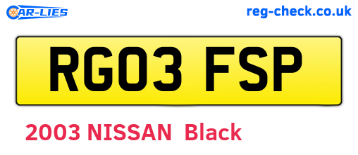 RG03FSP are the vehicle registration plates.