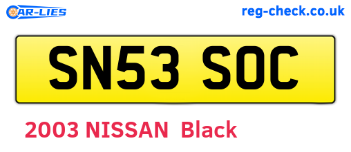 SN53SOC are the vehicle registration plates.