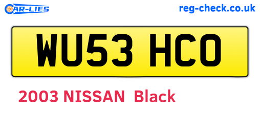 WU53HCO are the vehicle registration plates.