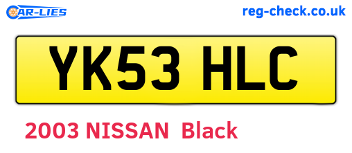 YK53HLC are the vehicle registration plates.