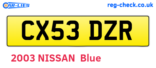 CX53DZR are the vehicle registration plates.