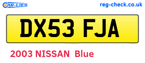 DX53FJA are the vehicle registration plates.