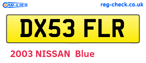 DX53FLR are the vehicle registration plates.