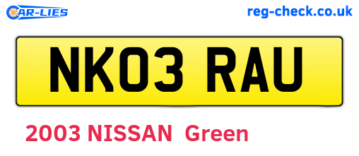 NK03RAU are the vehicle registration plates.