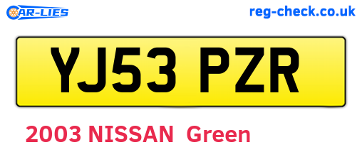 YJ53PZR are the vehicle registration plates.