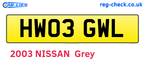 HW03GWL are the vehicle registration plates.