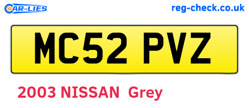 MC52PVZ are the vehicle registration plates.