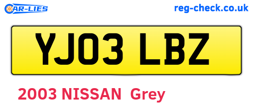 YJ03LBZ are the vehicle registration plates.