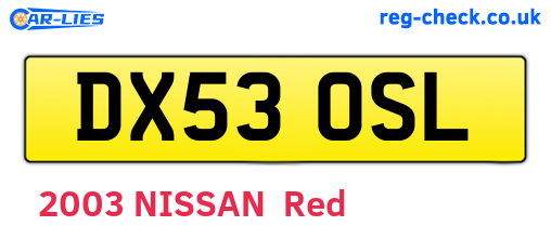 DX53OSL are the vehicle registration plates.