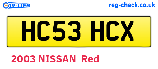 HC53HCX are the vehicle registration plates.