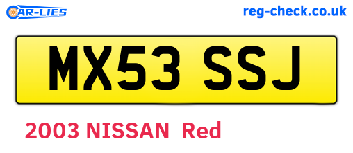 MX53SSJ are the vehicle registration plates.
