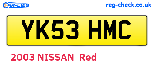 YK53HMC are the vehicle registration plates.