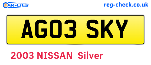 AG03SKY are the vehicle registration plates.