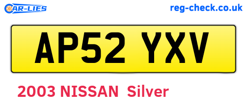 AP52YXV are the vehicle registration plates.