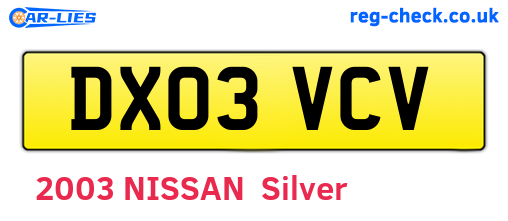 DX03VCV are the vehicle registration plates.
