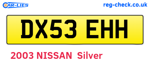 DX53EHH are the vehicle registration plates.