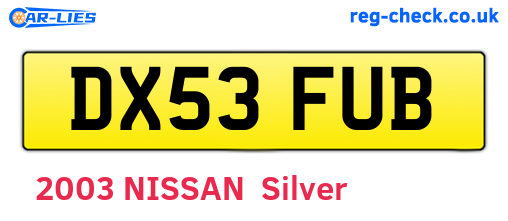 DX53FUB are the vehicle registration plates.