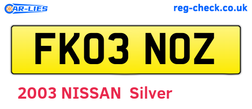 FK03NOZ are the vehicle registration plates.